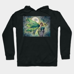 Aquamarine Fairy and Moon Celestial Fantasy Art Hoodie